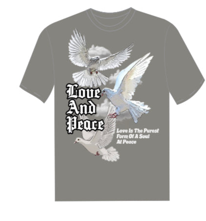 Love & Peace Grey Oversized T-Shirt