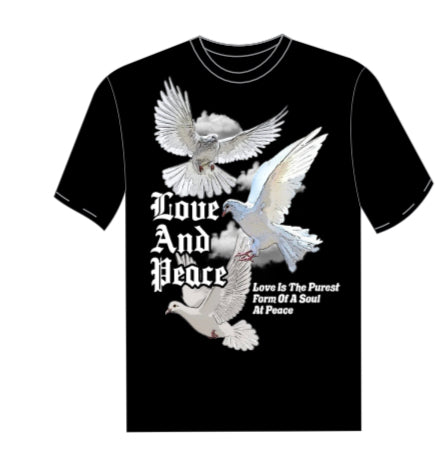 Love & Peace Black Oversized T-Shirt